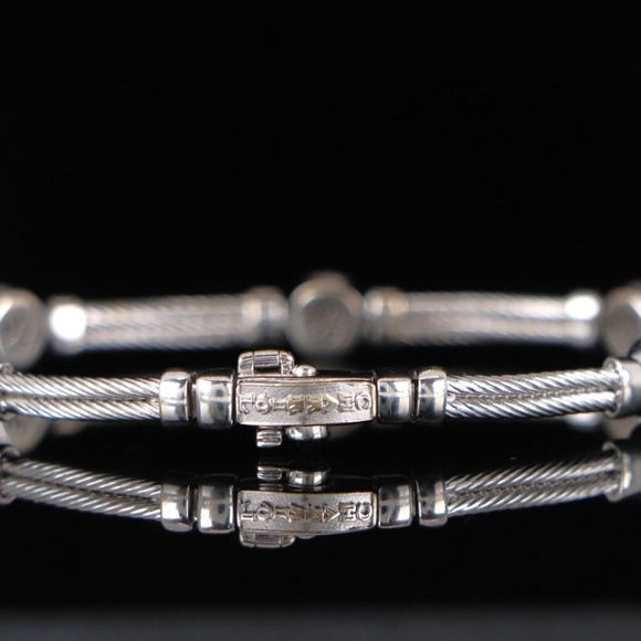 Charriol 18K White Gold Stainless Steel 0.50ct Diamond Cable Wire Bracelet - Picture 7 of 9